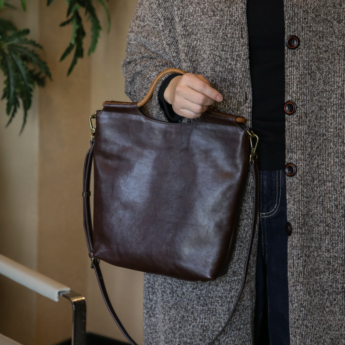 漫色复古植鞣头层牛皮托特包女真皮大容量腋下包手提包单肩斜挎包