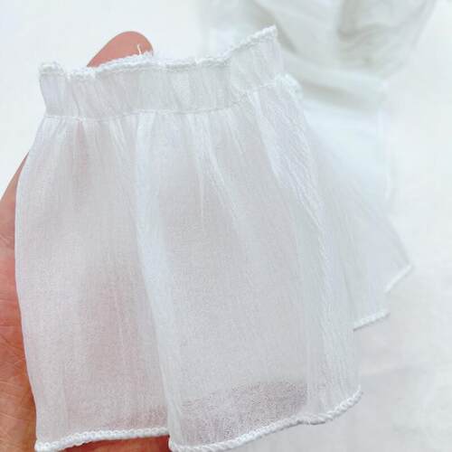 杏9厘米宽白真丝482肌理褶皱木耳边服装裙摆窗帘花边色蕾丝边辅花