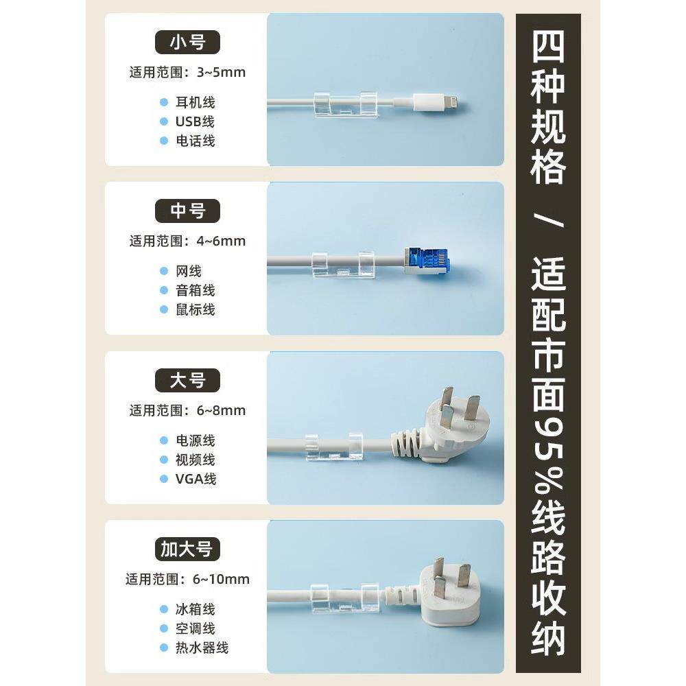 电线固定器网路线线神器集走夹线钉子理线器纳数卡据线扣收插排固