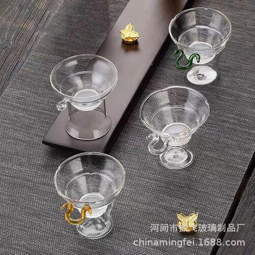 耐热玻件璃茶查漏功夫茶具配茶泡滤茶隔漏斗滤茶器茶叶MDL细密过