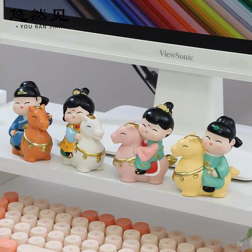 国潮古风阳创意礼安物西洛旅游纪R4B4K0念品市集面文创桌装饰树脂