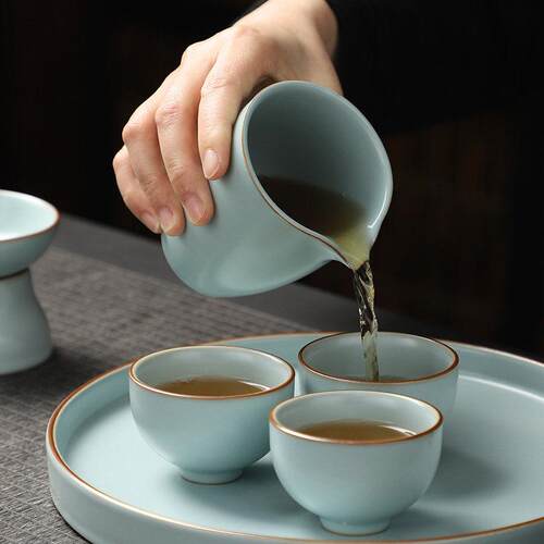 汝窑公道杯匀杯瓷家用VDW开 具片养汝陶瓷茶海公杯功可夫茶配件分