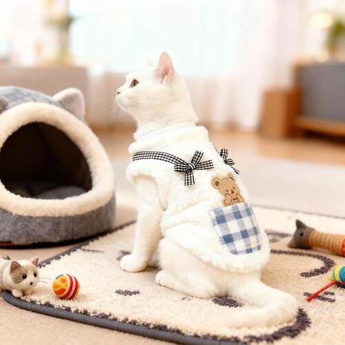 猫咪衣服冬季保暖幼防毛偶JY-SHL12蓝猫英宠短猫物狗狗牵引绒布衣