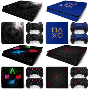 PS4 Slim 游戏机贴纸  防刮贴纸 可反复粘贴  格子 星空 海浪彩贴
