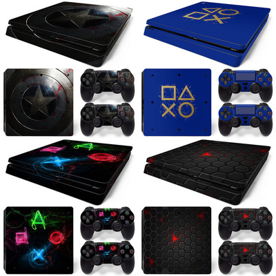 PS4 Slim 游戏机贴纸  防刮贴纸 可反复粘贴  格子 星空 海浪彩贴