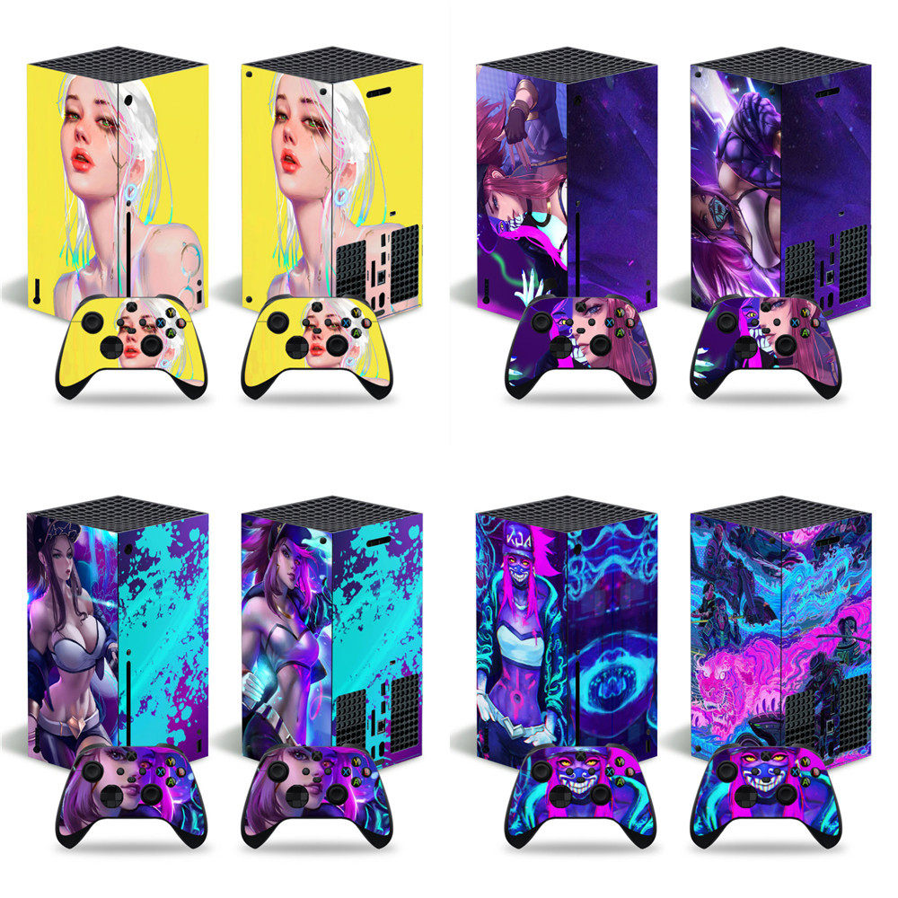xbox series x 游戏机全身贴纸 彩贴简约纯色贴 炫彩膜 性感美女