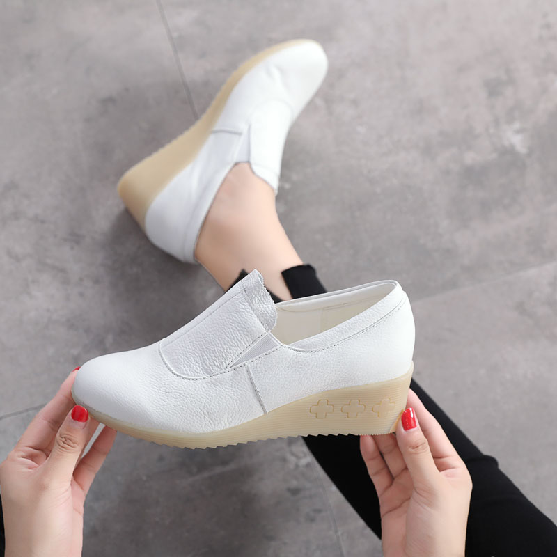 秋款真牛皮舒适风医院美容工作鞋