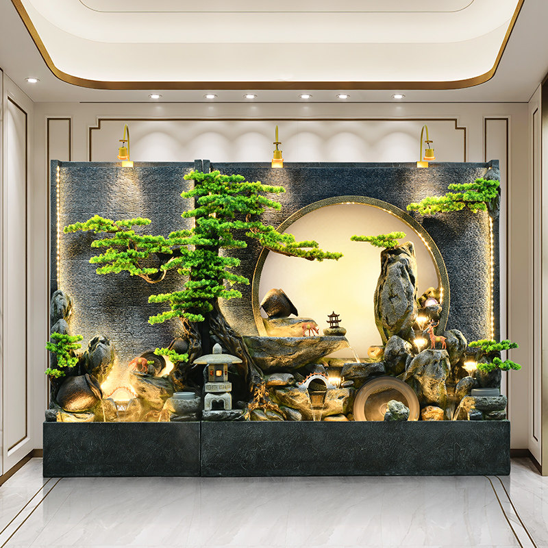 中式户外庭院高山流水喷泉水幕墙屏风水景风水轮招财落地装饰摆件,家居饰品,流水摆件,淘宝优惠券,粉丝福利购,淘宝优惠卷