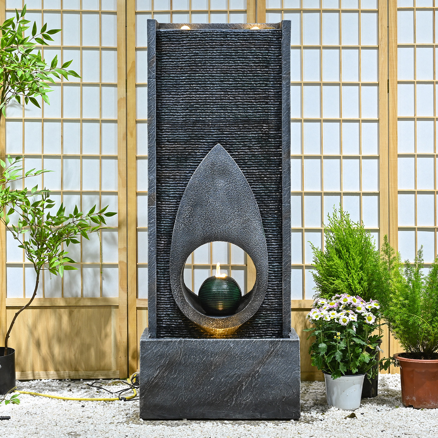 户外庭院水幕墙流水摆件酒店花园循环水景观装饰创意简约礼物