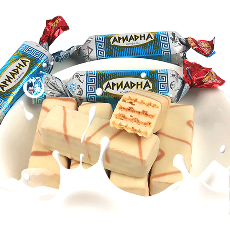 俄罗斯进口威化糖果鲜牛奶酸奶夹心斯拉夫喜糖年货礼品零食品250g