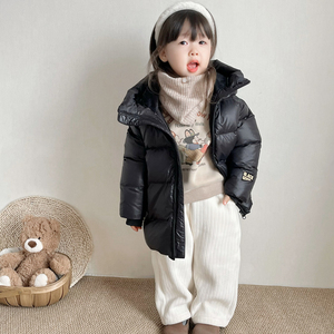女童羽绒服宝宝2024冬季新款黑金鹅绒中长款加厚儿童男童冬装外套