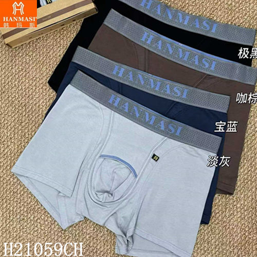 韩玛斯男棉莫抑菌复合透气平角裤