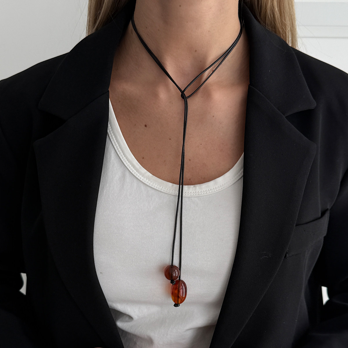 长款亚克力珠子蜡线项链女欧美2026春季时尚简约百搭搭配服装饰品