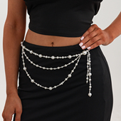 网红户外旅行拍照配饰品 新潮时尚 大小拼接仿珍珠腰链女 2026夏季