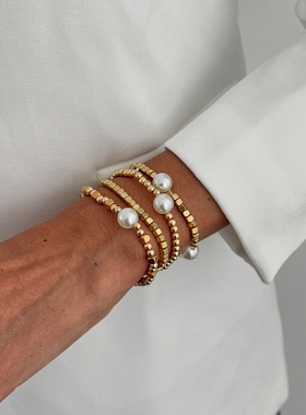 4件套仿珍珠CCB手链套装 欧美新潮时尚小众设计百搭ins风配饰品