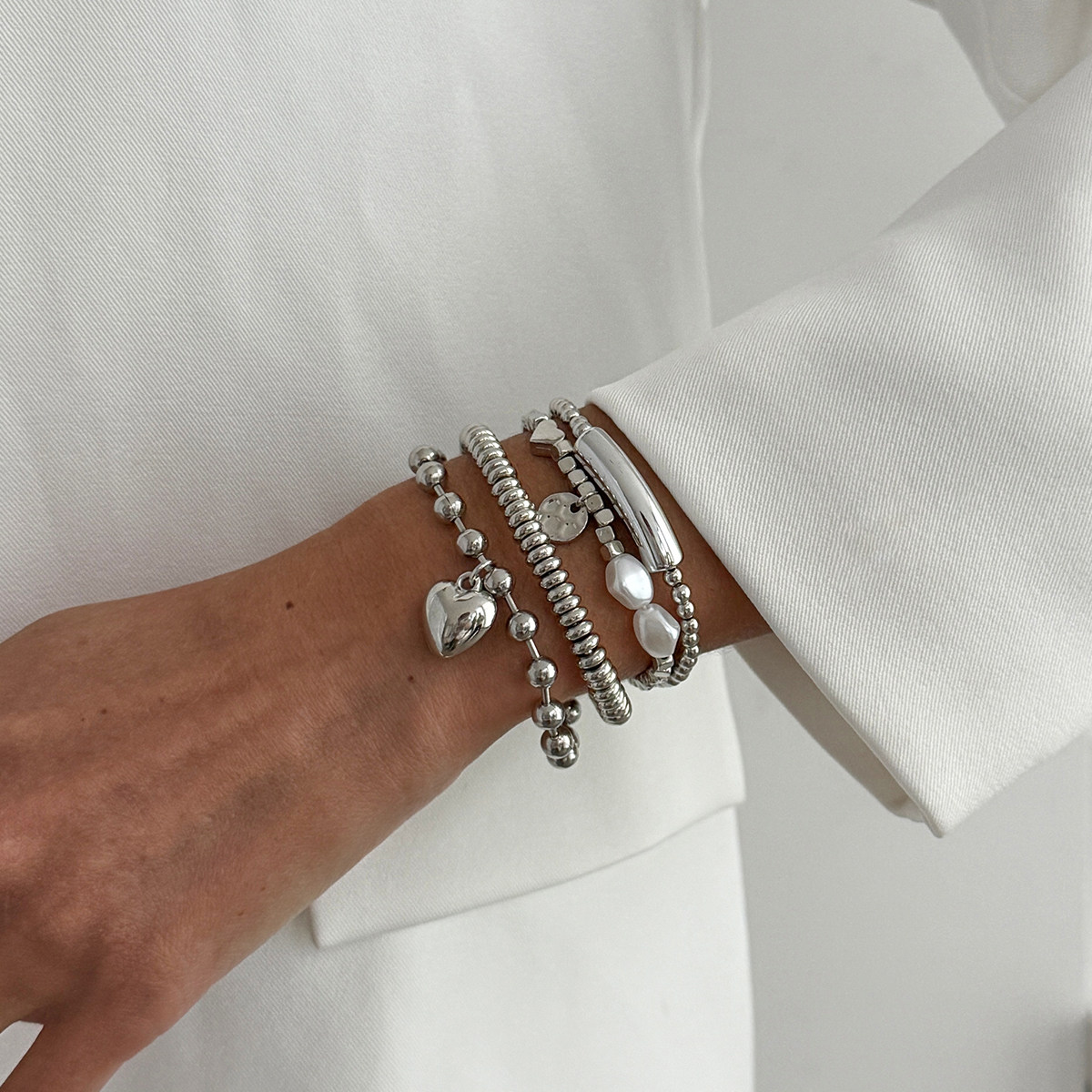 4件套CCB珠子正方体手链套装欧美潮嘻哈时尚个性小众叠戴手饰品酷