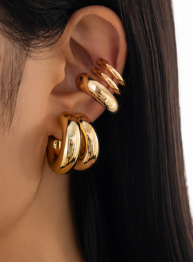 5件套C型CCB混搭耳夹耳钉套装 2026春夏简约时尚网红百搭气质饰品