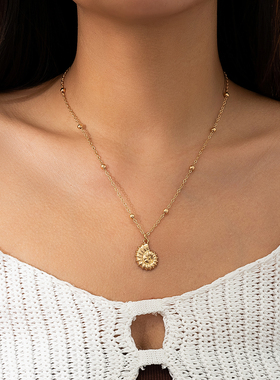 海螺吊坠珠子链项链女2025夏季时尚简约百搭气质海边旅行度假饰品