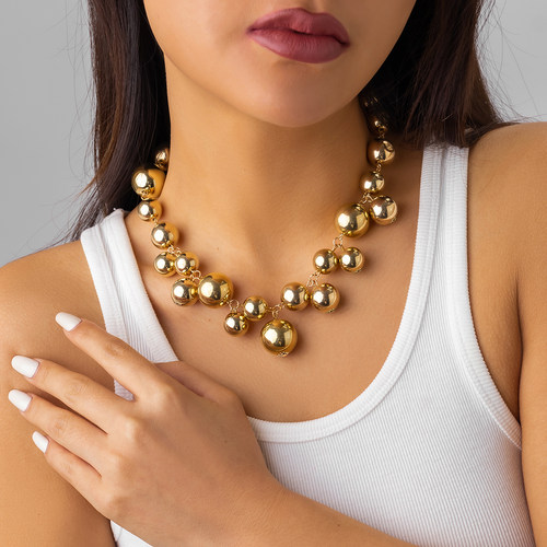 夸张大珠子短款项链女chocker