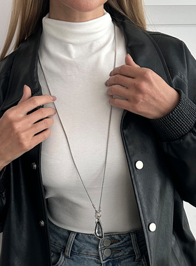 长款三角形镶钻蛇骨链项链女 欧美2026春简约时尚网红气质毛衣链