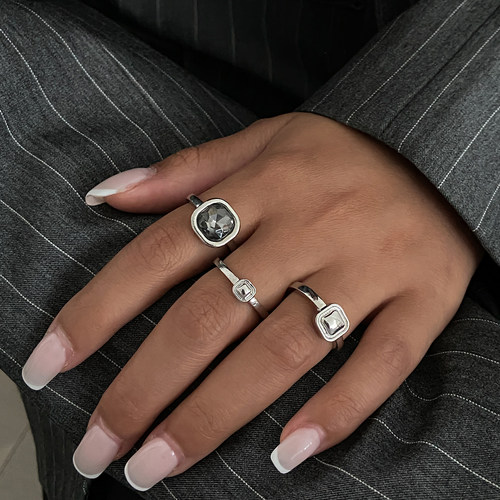 几何造型镶嵌亚克力钻戒指女 欧美2025冬时尚小众设计网红ins指环