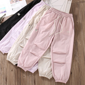 休闲速干女孩洋气哈伦工装 女童超好看 夏天防晒裤 子百搭薄款 裤