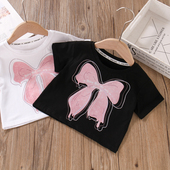 t恤夏季 短袖 体恤2025新款 女童短款 网红炸街高腰儿童半袖 纯棉上衣