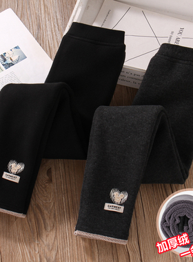 女童冬天加绒裤子加厚保暖黑色炸街一体绒高腰弹力儿童打底裤外穿