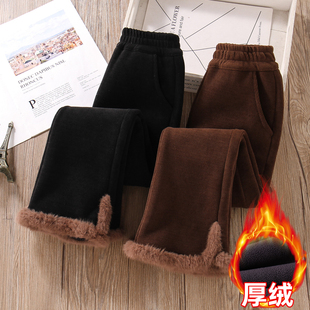 子保暖加厚高腰洋气一条过冬灯芯绒儿童超厚喇叭裤 女童冬季 加绒裤