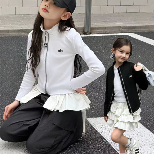 女童修身型运动外套短款立领上衣