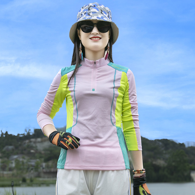 春季户外速干衣女薄款宽松透气弹力长袖t恤撞色立领登山徒步上衣,户外/登山/野营/旅行用品,速干T恤,淘宝优惠券,粉丝福利购,淘宝优惠卷