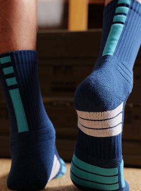 抗菌防臭秋冬加厚毛巾底男士专业篮球袜运动袜跑步袜羽毛球中筒袜