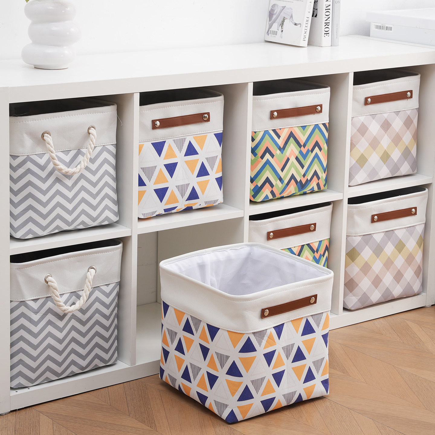 正方形布艺收纳箱家用格子柜衣服收纳整理箱可折叠玩具杂物收纳袋,收纳整理,收纳箱,淘宝优惠券,粉丝福利购,淘宝优惠卷