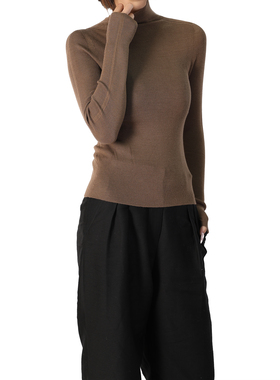 秋冬新款100羊毛无缝一体女半高领修身显瘦针织打底毛衣