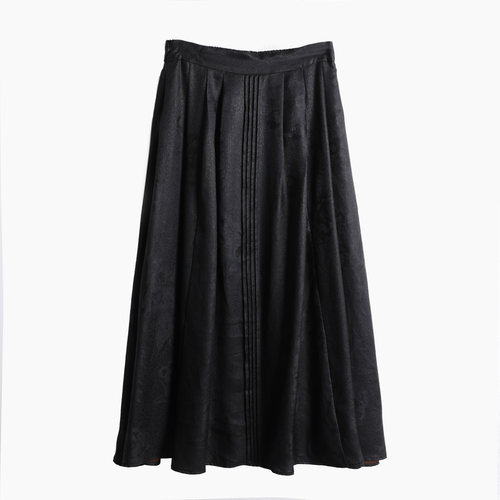新中式风桑蚕丝黑色提花A字半身裙女高腰百搭国风长裙GP26B-401