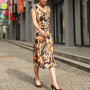 28姆米外贸桑蚕丝漂亮连衣裙针织长蚕丝显瘦连衣裙收腰时尚连衣裙