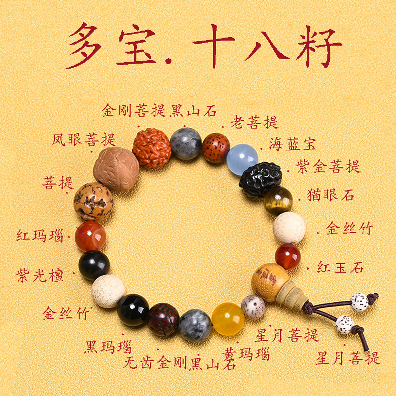 十八籽多宝菩提手串手持女生十八子文玩佛珠情侣手链男女情侣款