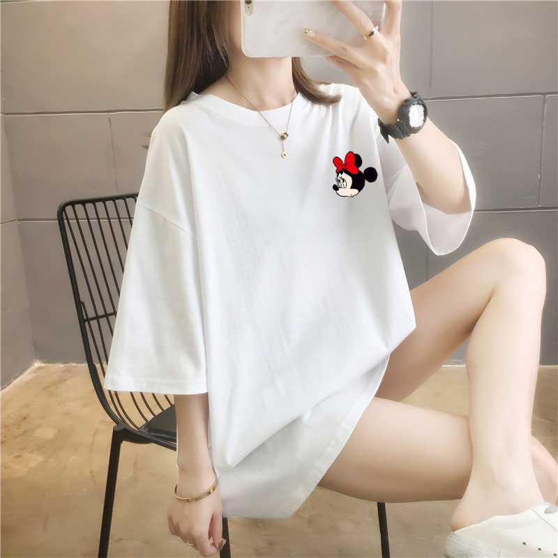 05 colors summer fat mm200kg plus medium length cotton Korean Short Sleeve T-Shirt