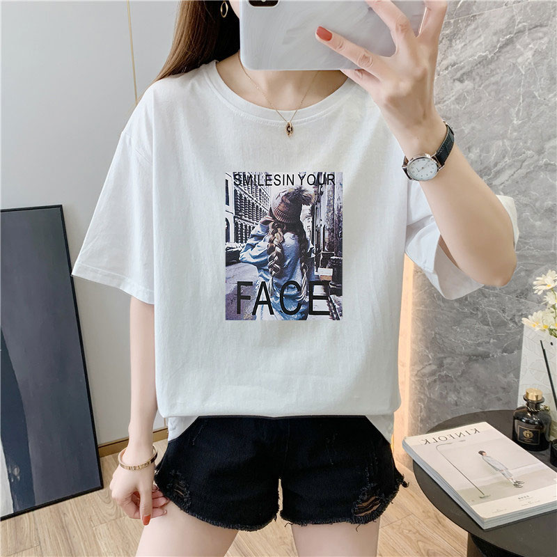 White cotton short sleeve t-shirt female 9 colors new summer T-shirt net red ins super fire top