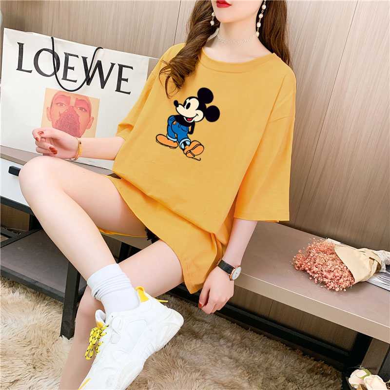 Real shooting 26 pieces of pure cotton medium length loose oversize summer clothes 9 colors Korean Short Sleeve T-shirt for women