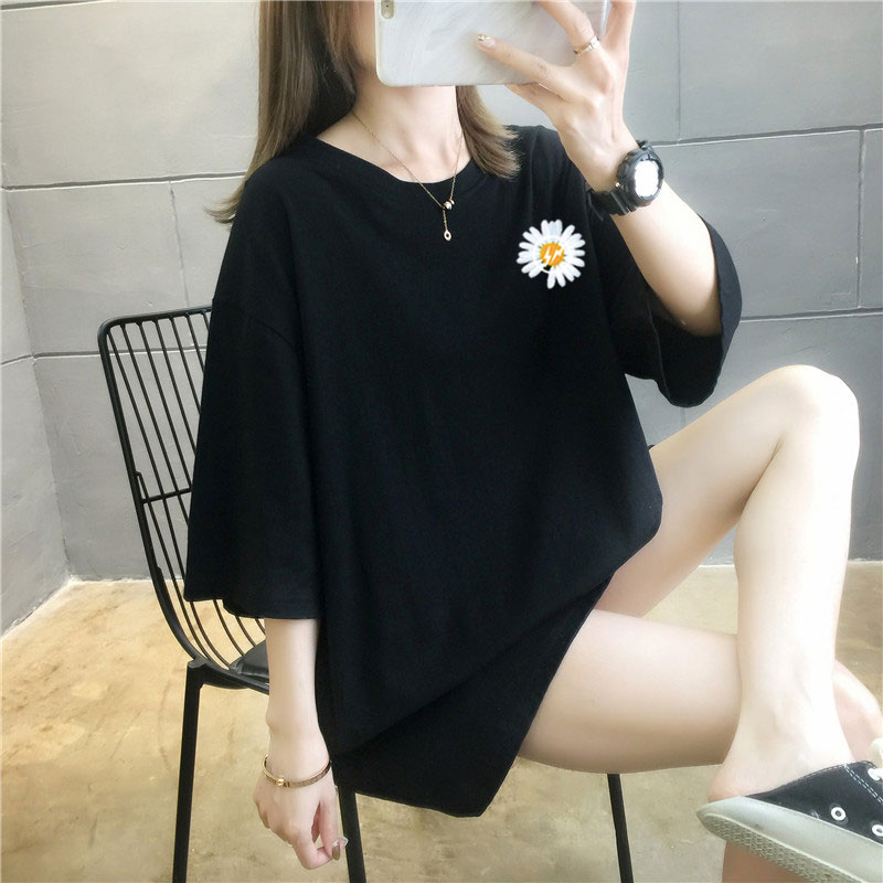 5個顏色夏季胖MM200斤加大碼中長款純棉韓版短袖t恤女