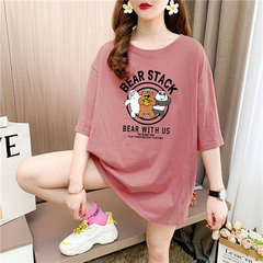 Real shooting 26 pieces of pure cotton medium length loose oversize summer clothes 9 colors Korean Short Sleeve T-shirt for women