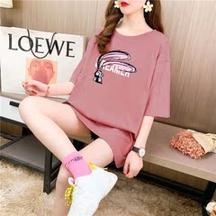 實拍26支純棉中長款寬鬆加大碼夏裝9個顏色韓版短袖T恤女