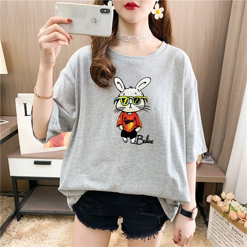 Real shooting 26 pieces of pure cotton medium length loose oversize summer clothes 9 colors Korean Short Sleeve T-shirt for women