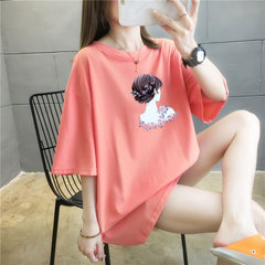 5個顏色夏季胖MM200斤加大碼中長款純棉韓版短袖t恤女