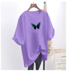 5個顏色夏季胖MM200斤加大碼中長款26支純棉韓版短袖t恤女