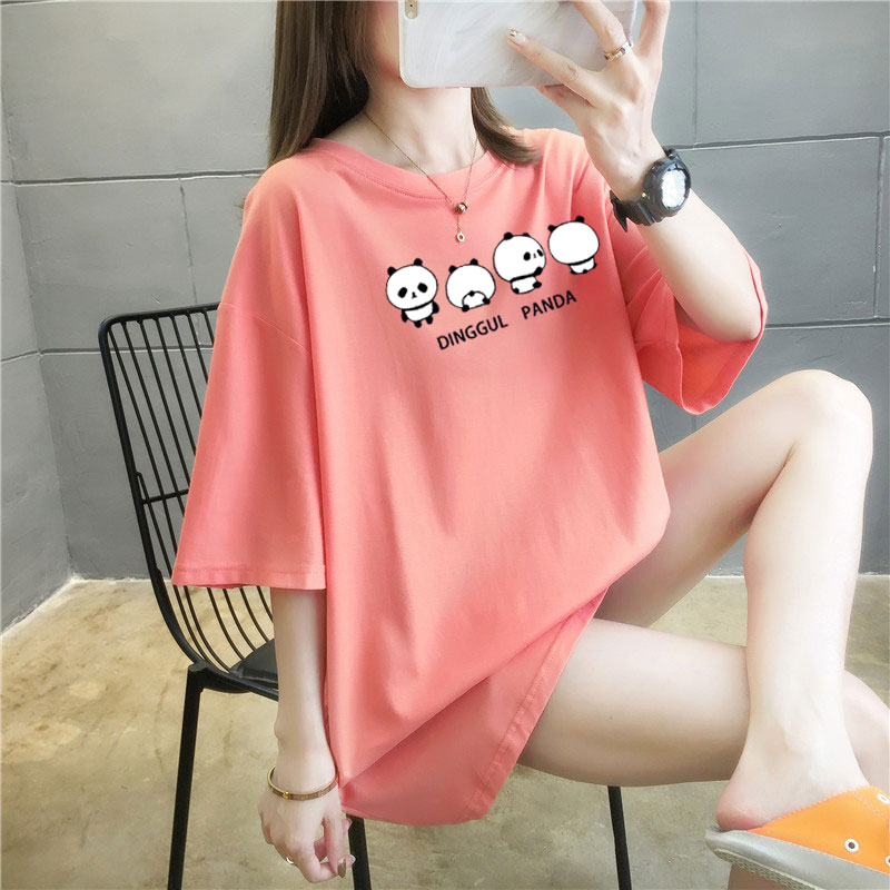 5 colors summer fat mm200kg plus medium length cotton Korean Short Sleeve T-Shirt