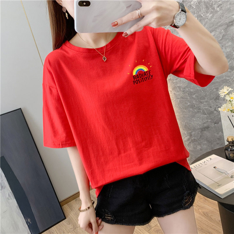 White cotton short sleeve t-shirt female 9 colors new summer T-shirt net red ins super fire top