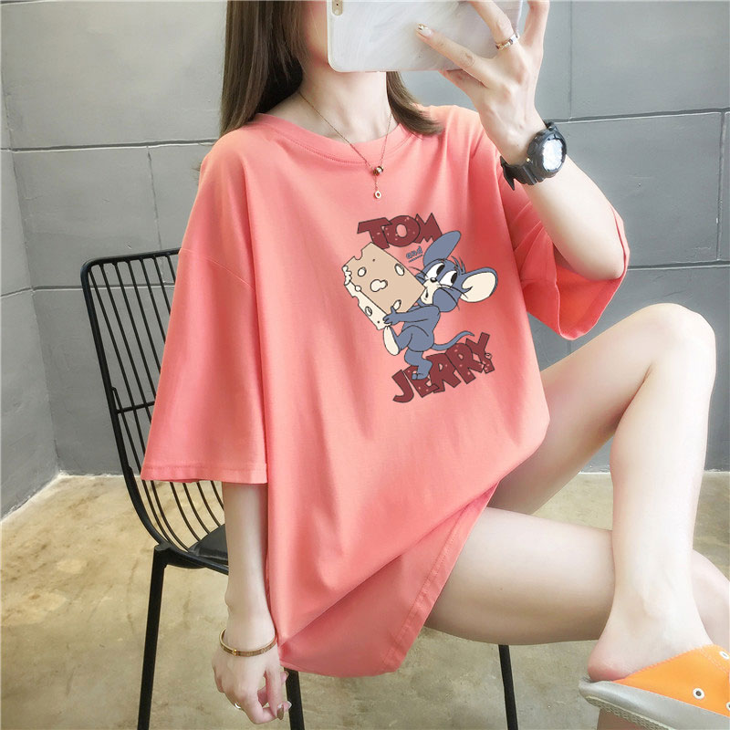 5 colors summer fat mm200kg plus size medium length 26pcs cotton Korean Short Sleeve T-Shirt