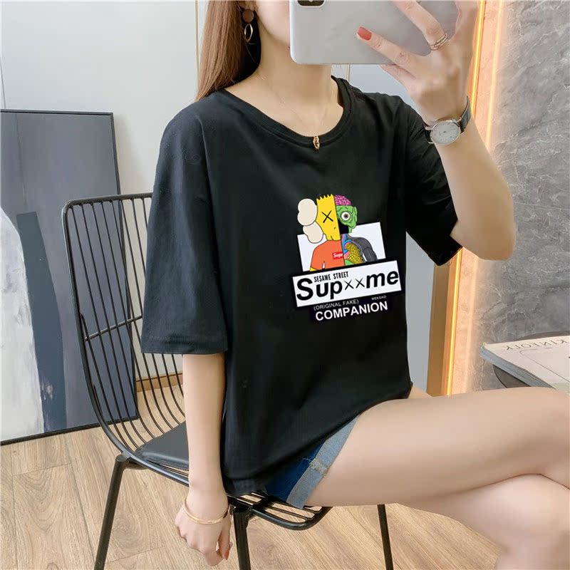 White cotton short sleeve t-shirt female 9 colors new summer T-shirt net red ins super fire top